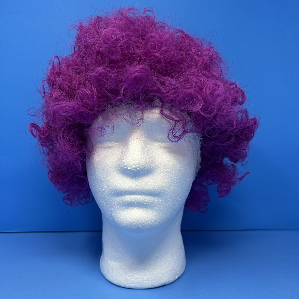Halloween Clown Costume Wig Purple Afro 60s 70s‎ Disco Clown - Picture 14 of 15